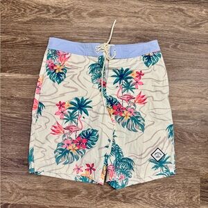 American Eagle Tropical Flamingo Print Board Shorts Men's Size S